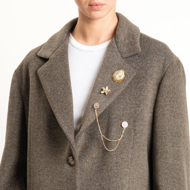 Vicolo-Giacca cappotto oversize con spille - militare