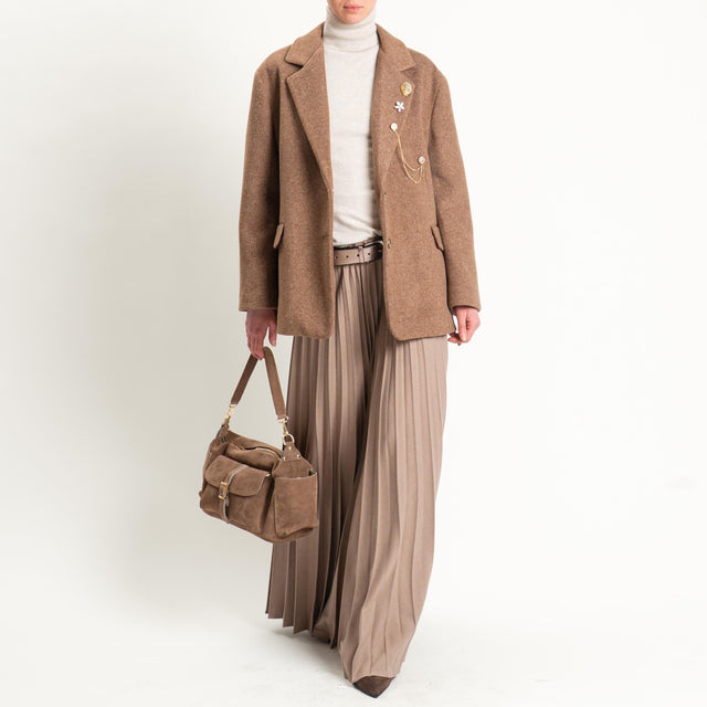 Vicolo-Gonna plissè elastico in vita - beige