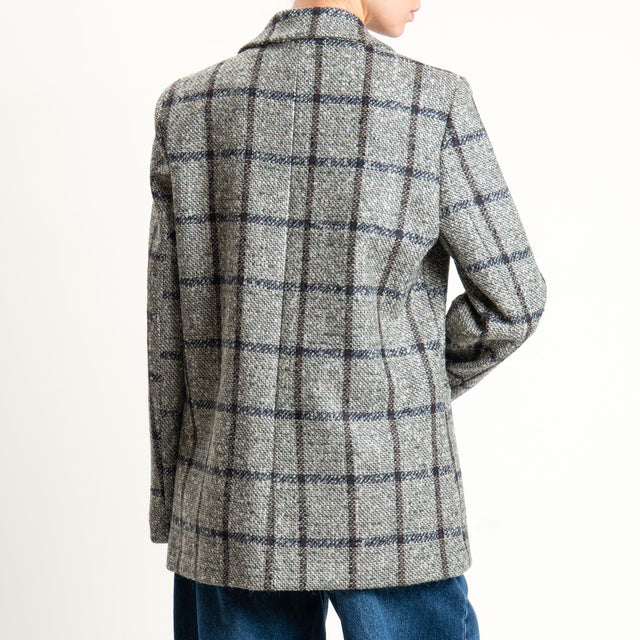 Vicolo-Giacca check misto lana - militare/latte/moro