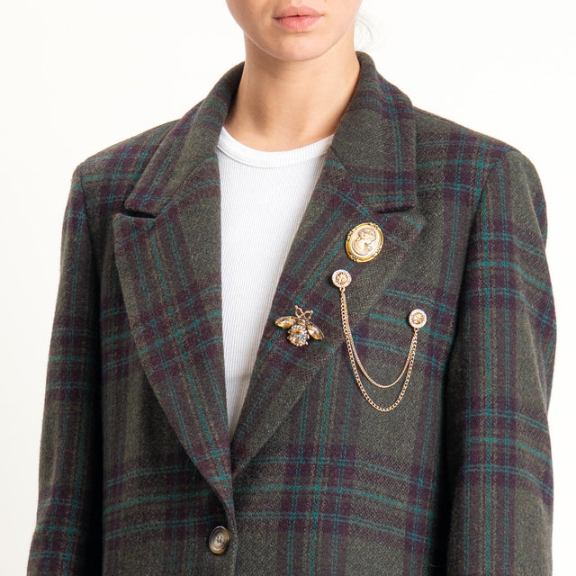 Vicolo-Giacca fantasia misto lana con spille - check militare/moro