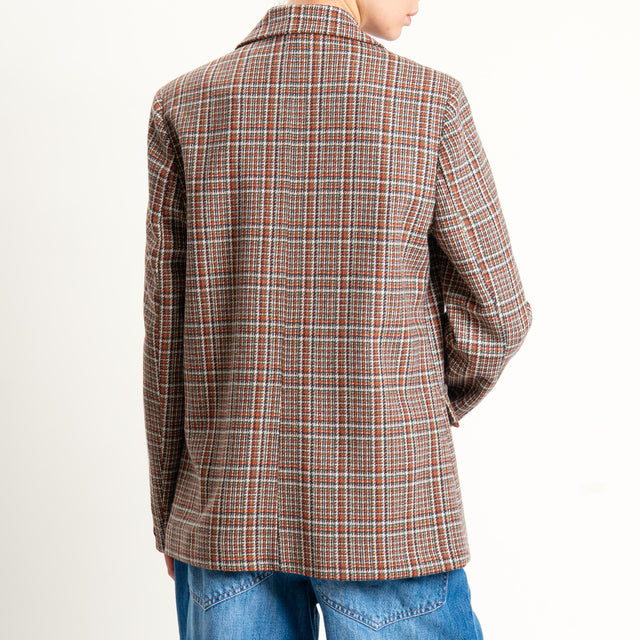 Vicolo-Giacca fantasia misto lana con spille - principe di galles coccio/militare/latte