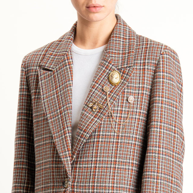 Vicolo-Giacca fantasia misto lana con spille - principe di galles coccio/militare/latte