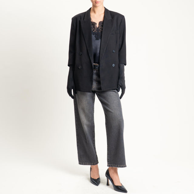 Vicolo-Giacca doppiopetto con guanti - nero