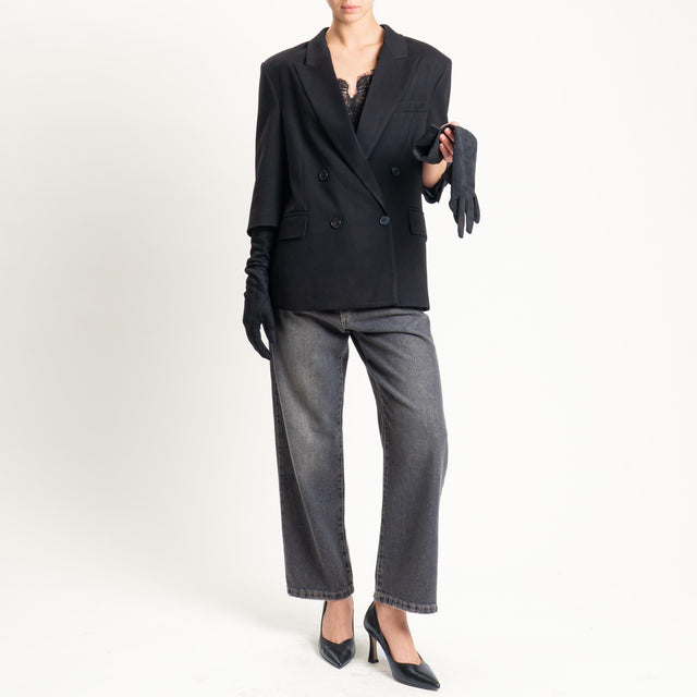 Vicolo-Giacca doppiopetto con guanti - nero