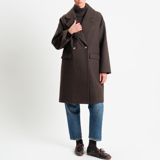 Vicolo-Cappotto misto lana egg fit - moro