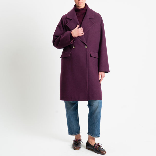 Vicolo-Cappotto misto lana egg fit - burgundy