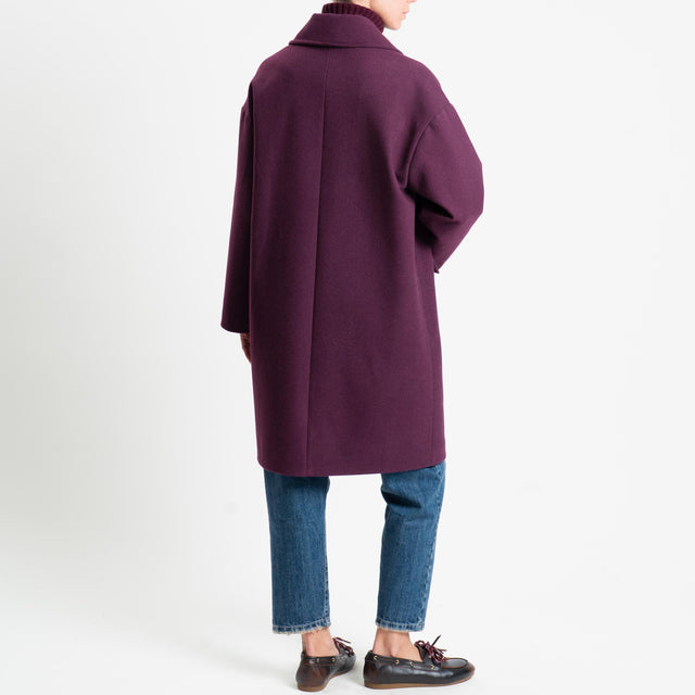 Vicolo-Cappotto misto lana egg fit - burgundy