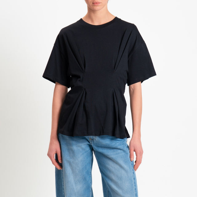 Vicolo-T-shirt con riprese davanti - nero