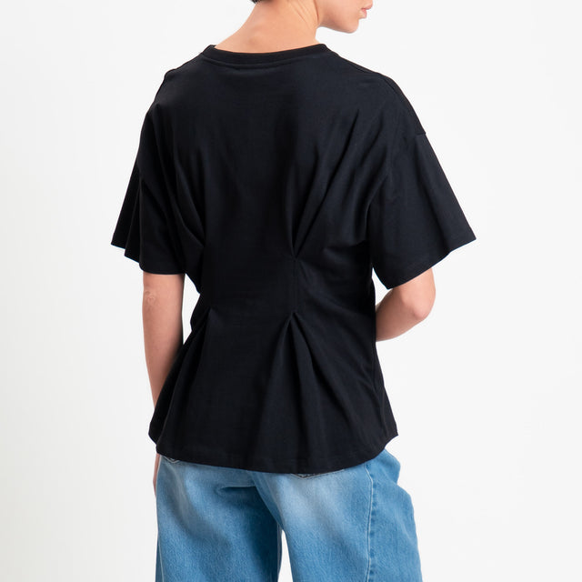 Vicolo-T-shirt con riprese davanti - nero