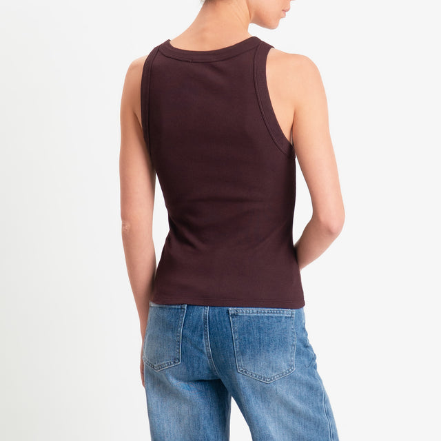 Vicolo-Top scollo v a costine - burgundy