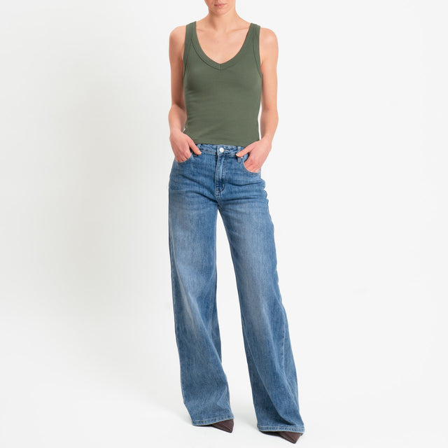 Vicolo-Top scollo v a costine - militare