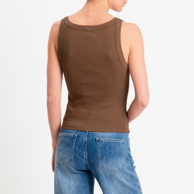 Vicolo-Top scollo v a costine - choco