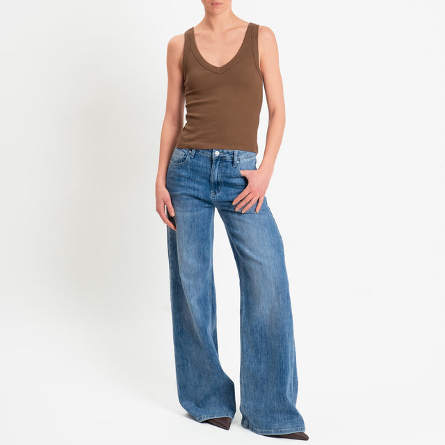 Vicolo-Top scollo v a costine - choco