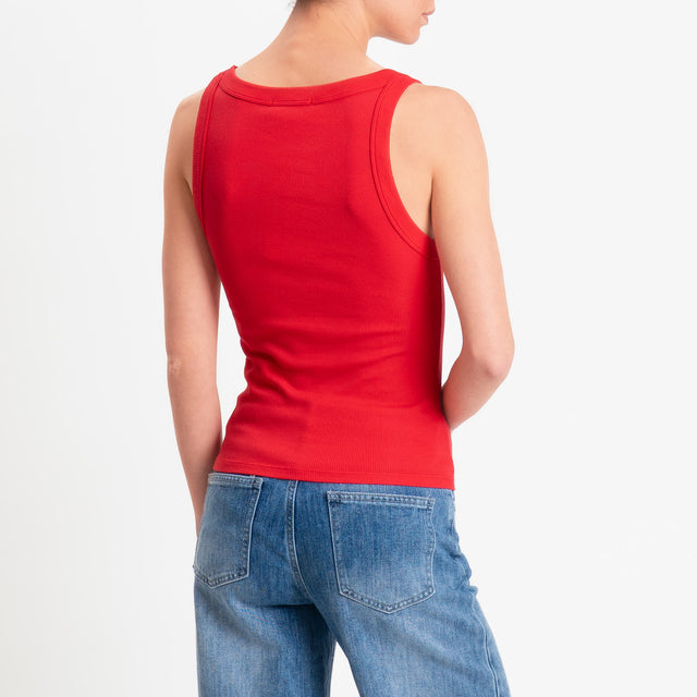 Vicolo-Top scollo v a costine - rosso