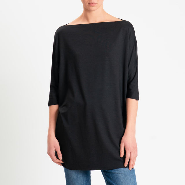 Vicolo-T-shirt over taglio vivo in jersey - nero