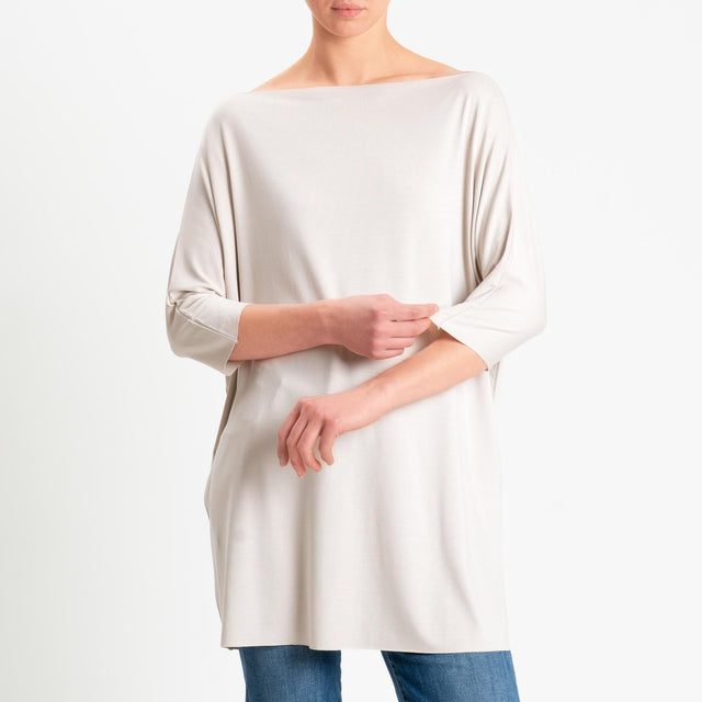 Vicolo-T-shirt over taglio vivo in jersey - taupe