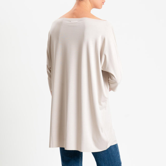 Vicolo-T-shirt over taglio vivo in jersey - taupe