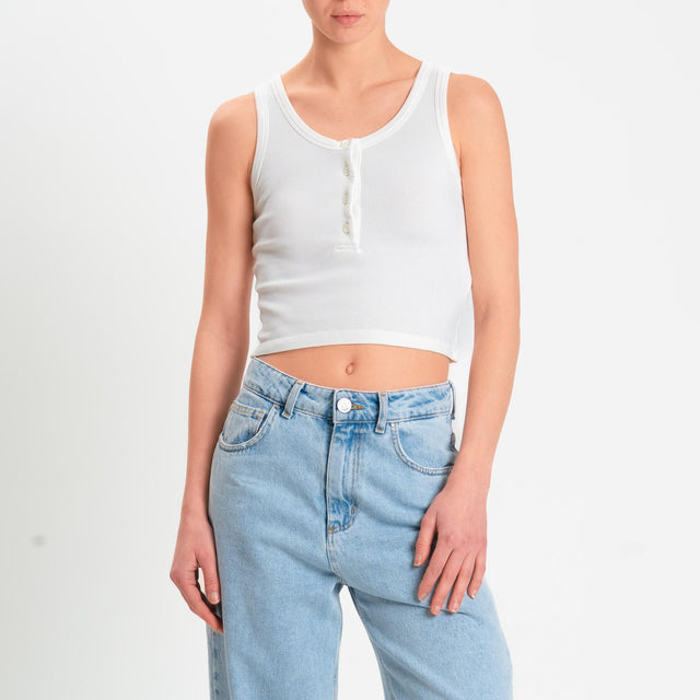 Vicolo-Canotta crop con bottoni - bianco
