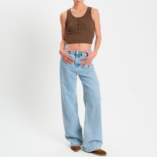 Vicolo-Canotta crop con bottoni - cioccolato