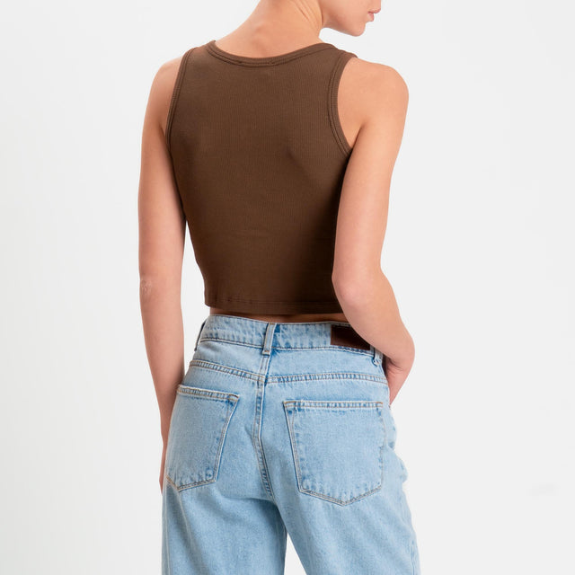 Vicolo-Canotta crop con bottoni - cioccolato