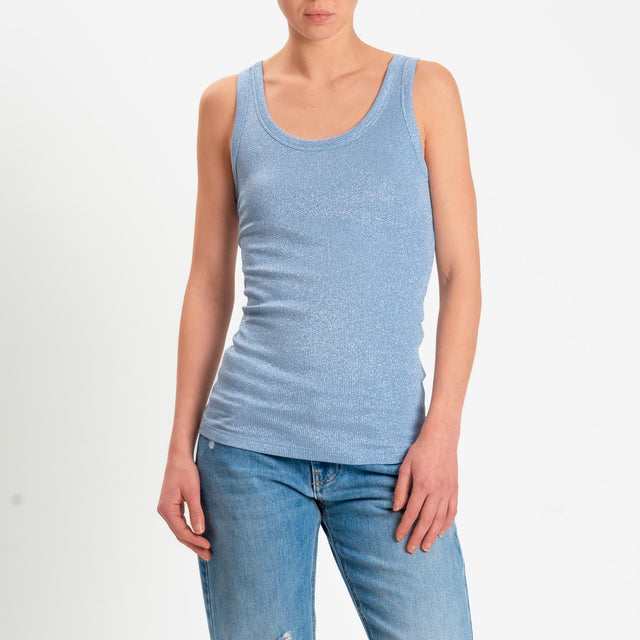 Vicolo-Top in lurex - celeste/argento