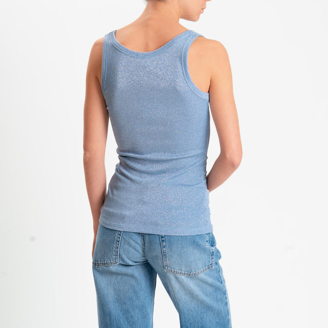 Vicolo-Top in lurex - celeste/argento