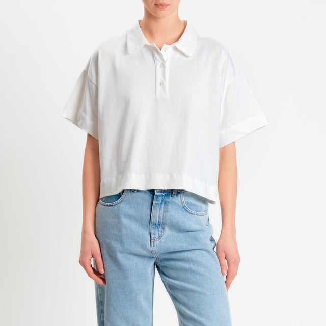 Vicolo-T-shirt collo polo con spacchi laterali - bianco