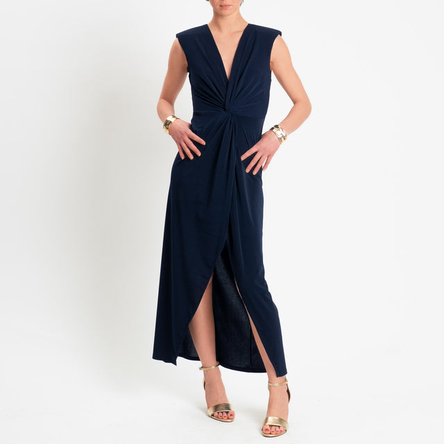 Vicolo-Abito smanicato con spalline scollo v - blu