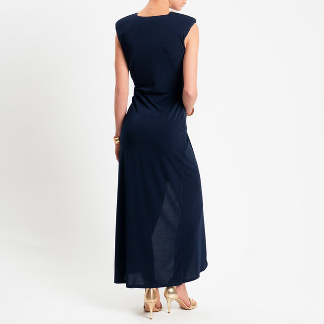 Vicolo-Abito smanicato con spalline scollo v - blu