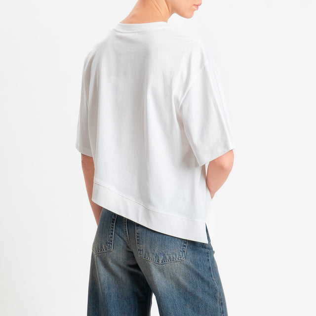 Vicolo-T-shirt girocollo asimmetrica - bianco