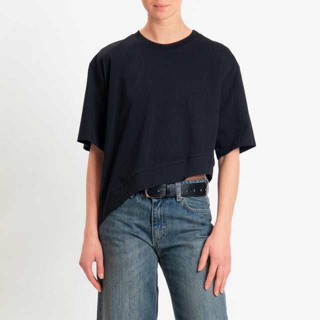 Vicolo-T-shirt girocollo asimmetrica - nero