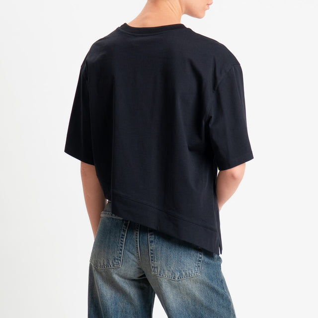 Vicolo-T-shirt girocollo asimmetrica - nero