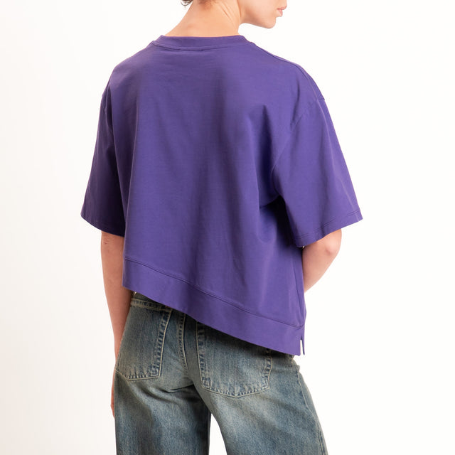 Vicolo-T-shirt girocollo asimmetrica - viola