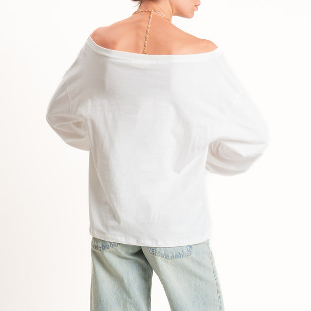 Vicolo-T-shirt scatola con dettaglio - bianco