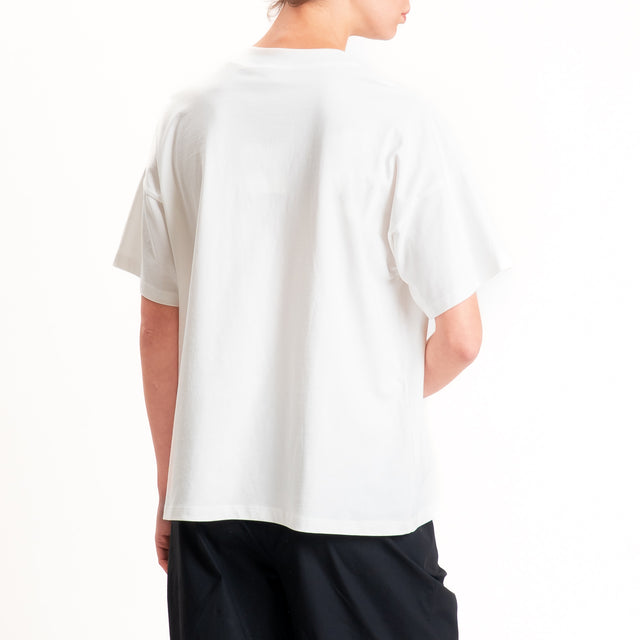 Vicolo-T-shirt girocollo con taschino - bianco