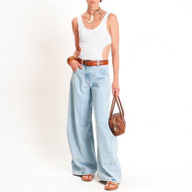 Vicolo-Body in jersey cut out - bianco