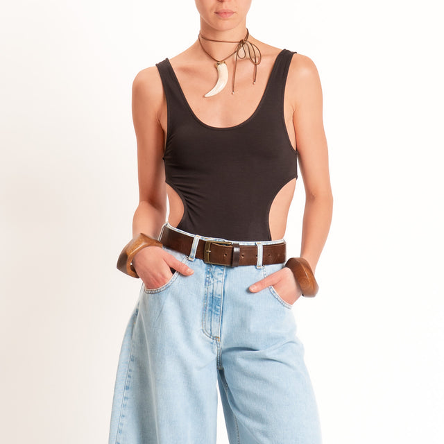 Vicolo-Body in jersey cut out - moro