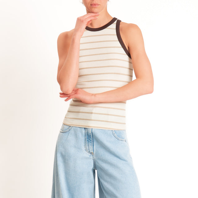Vicolo-Top a righe a costine - beige/moro/burro