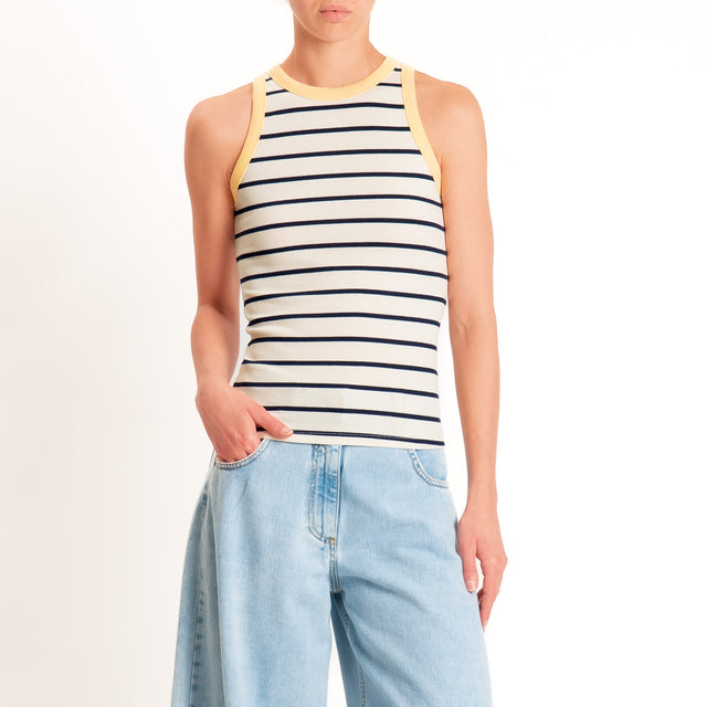 Vicolo-Top a righe a costine - blu/giallo/burro