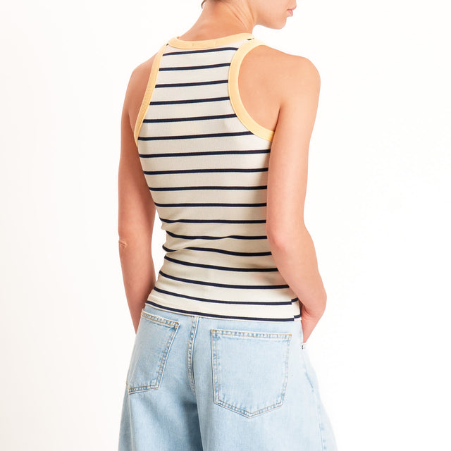 Vicolo-Top a righe a costine - blu/giallo/burro