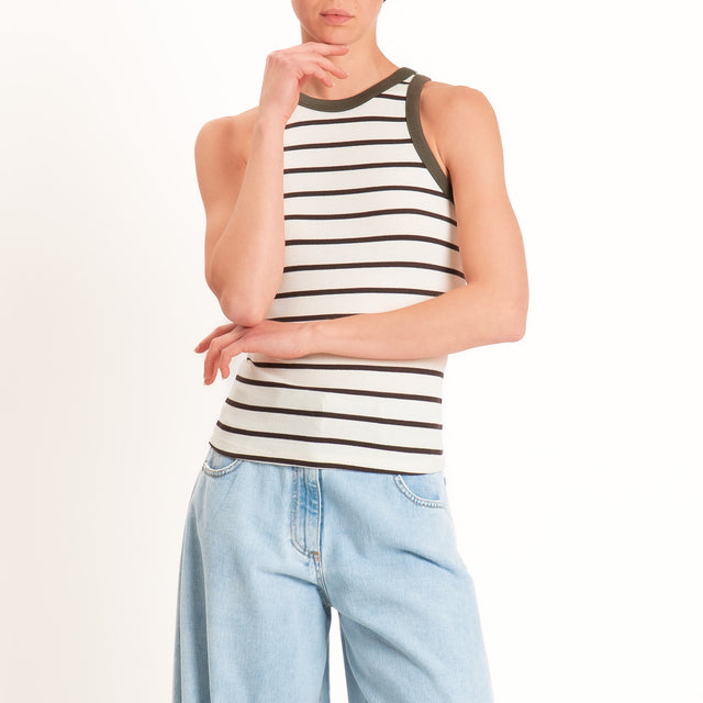 Vicolo-Top a righe a costine - militare/burro/moro