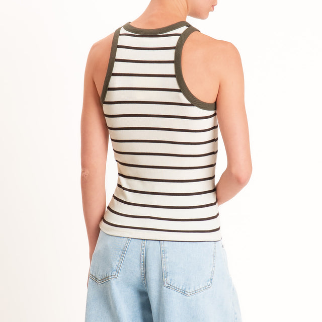 Vicolo-Top a righe a costine - militare/burro/moro