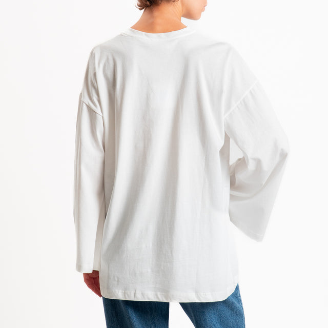 Vicolo-T-shirt oversize manica ampia - latte