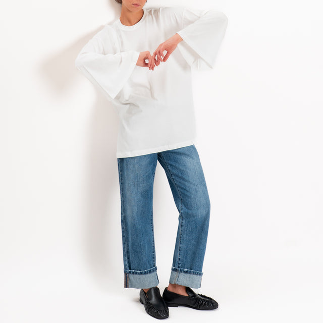 Vicolo-T-shirt oversize manica ampia - latte