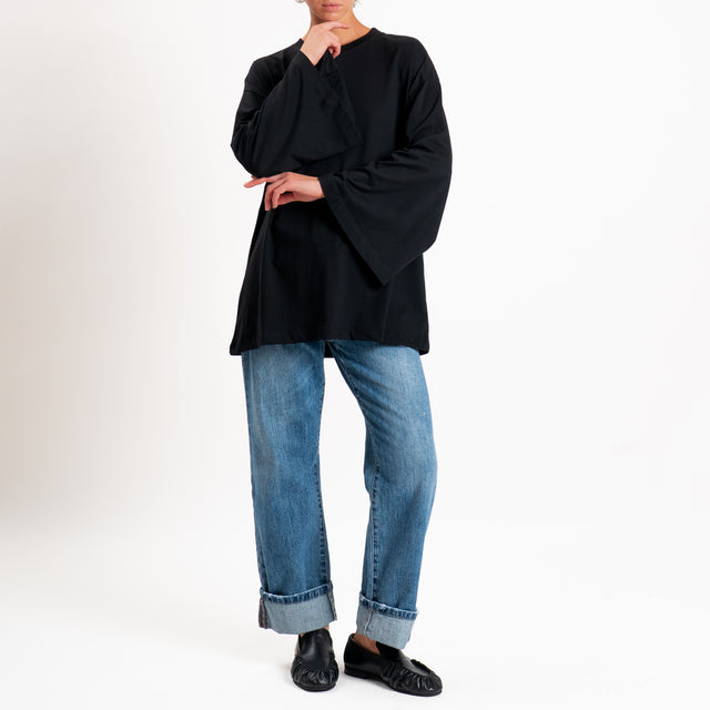 Vicolo-T-shirt oversize manica ampia - nero