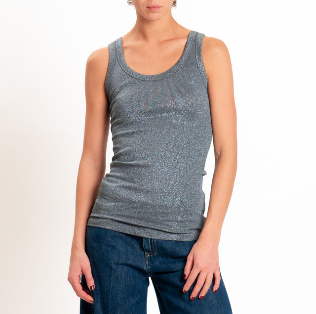 Vicolo-Top in lurex - grigio medio melange