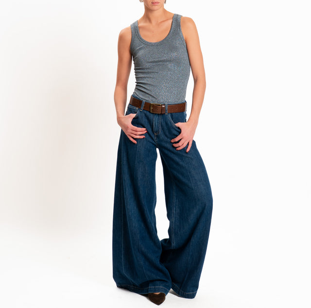 Vicolo-Top in lurex - grigio medio melange