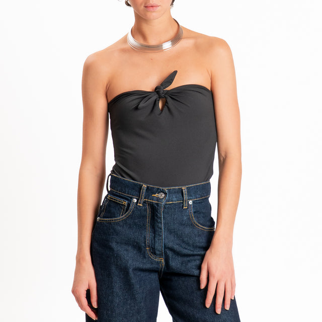 Vicolo-Body con nodo tessuto elasticizzato - nero