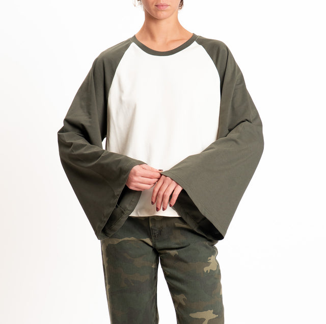 Vicolo-T-shirt bicolore - militare/burro