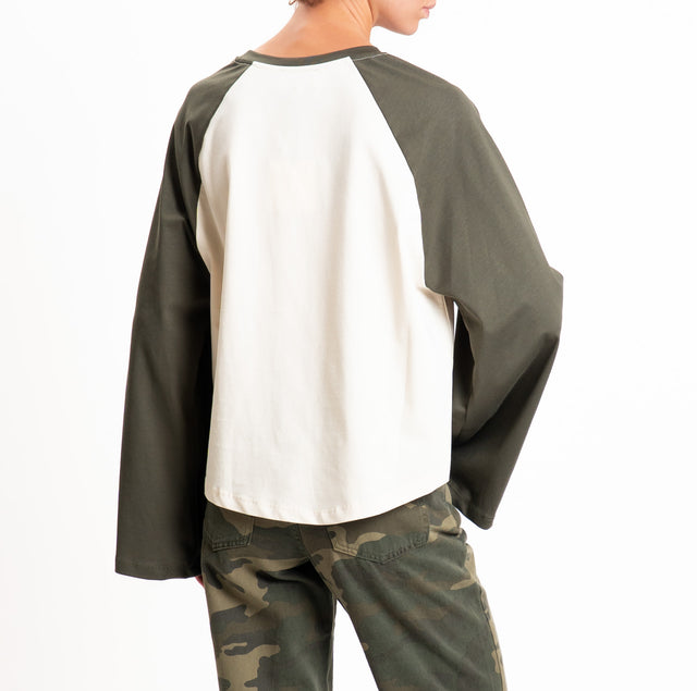 Vicolo-T-shirt bicolore - militare/burro